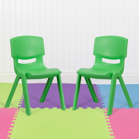 Flash Furniture 2-YU-YCX-005-GREEN-GG 2 Pack Green Plastic Stackable School Chair with 15.5